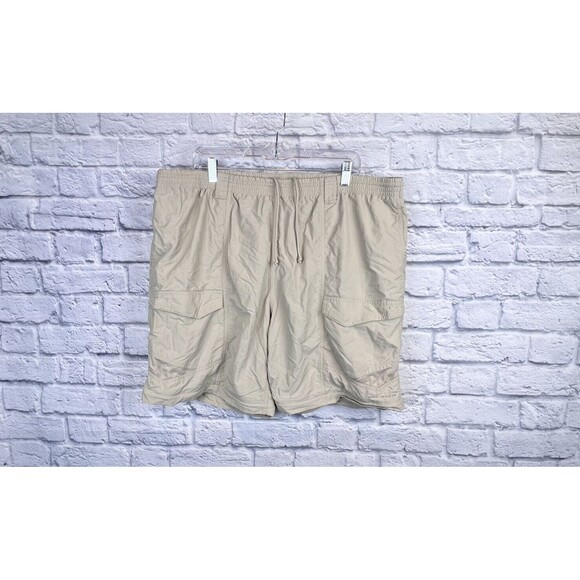Columbia Omnishade‎ PFG Nylon Tan Elastic Waist Fish Hiking Cargo Shorts Men 2X - Picture 3 of 13
